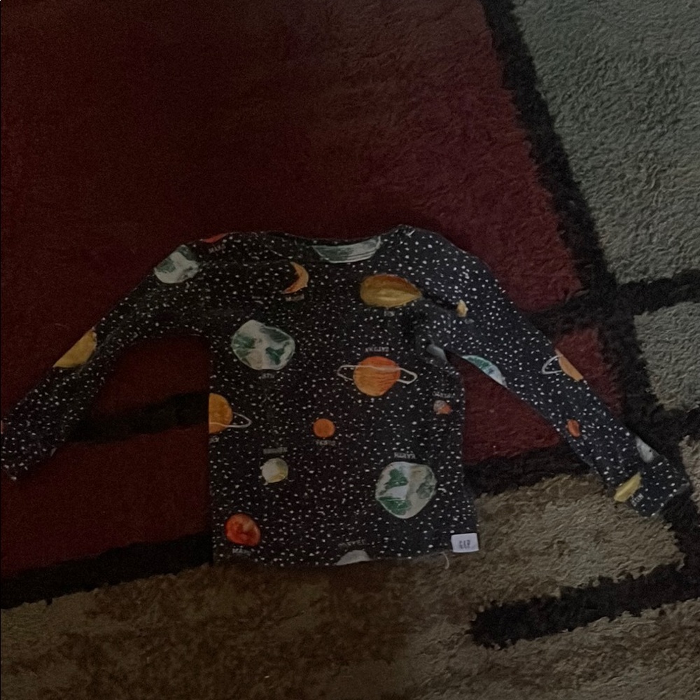 GAP Kids Long Sleeve Tee - Black with Colorful Planets